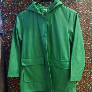 Zara Vibrant Green Hooded Coat